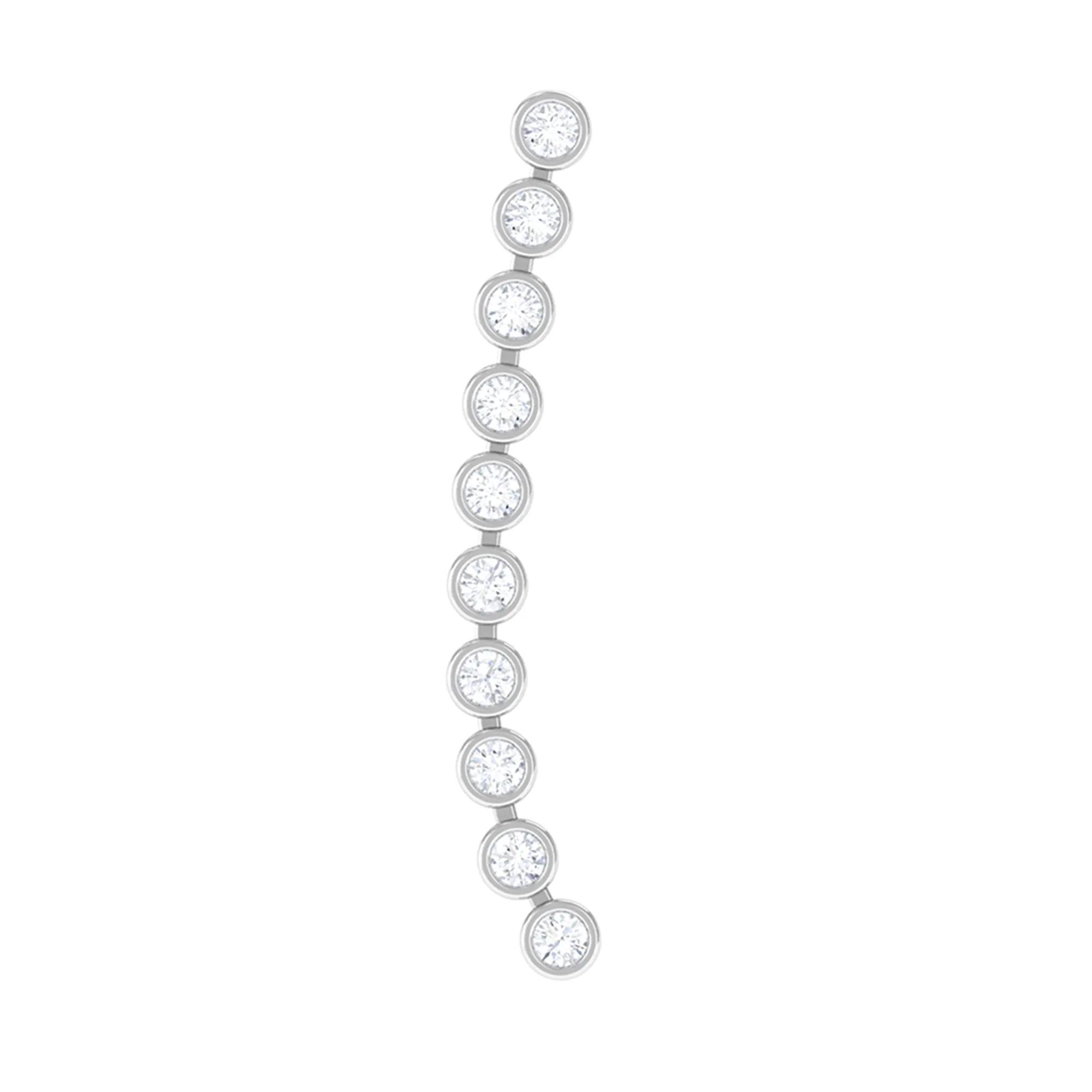 Diamond Ear Climber Earring for Cartilage Piercing