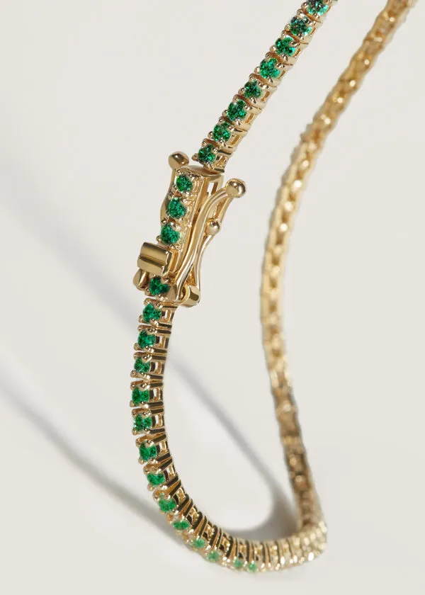Diana Tennis Bracelet Emerald Yellow Gold
