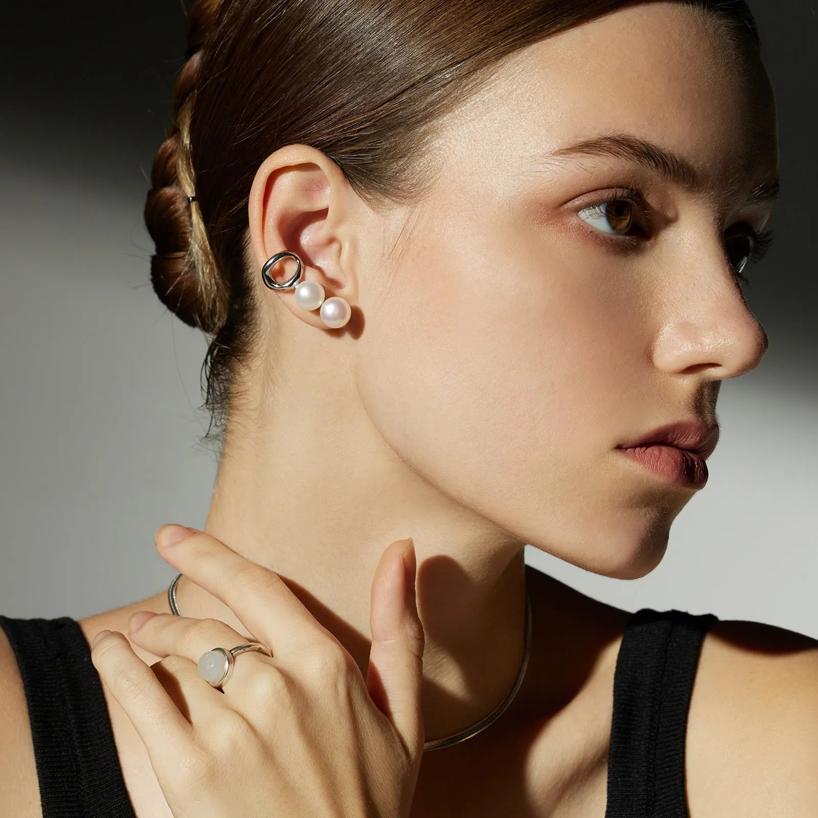 Double Pearl Ear Cuff