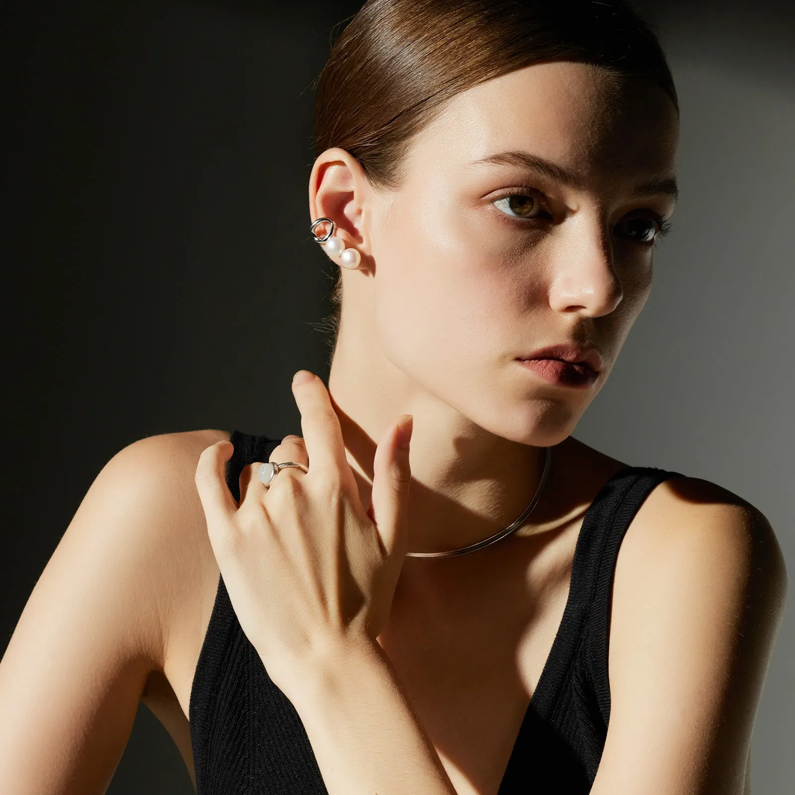 Double Pearl Ear Cuff