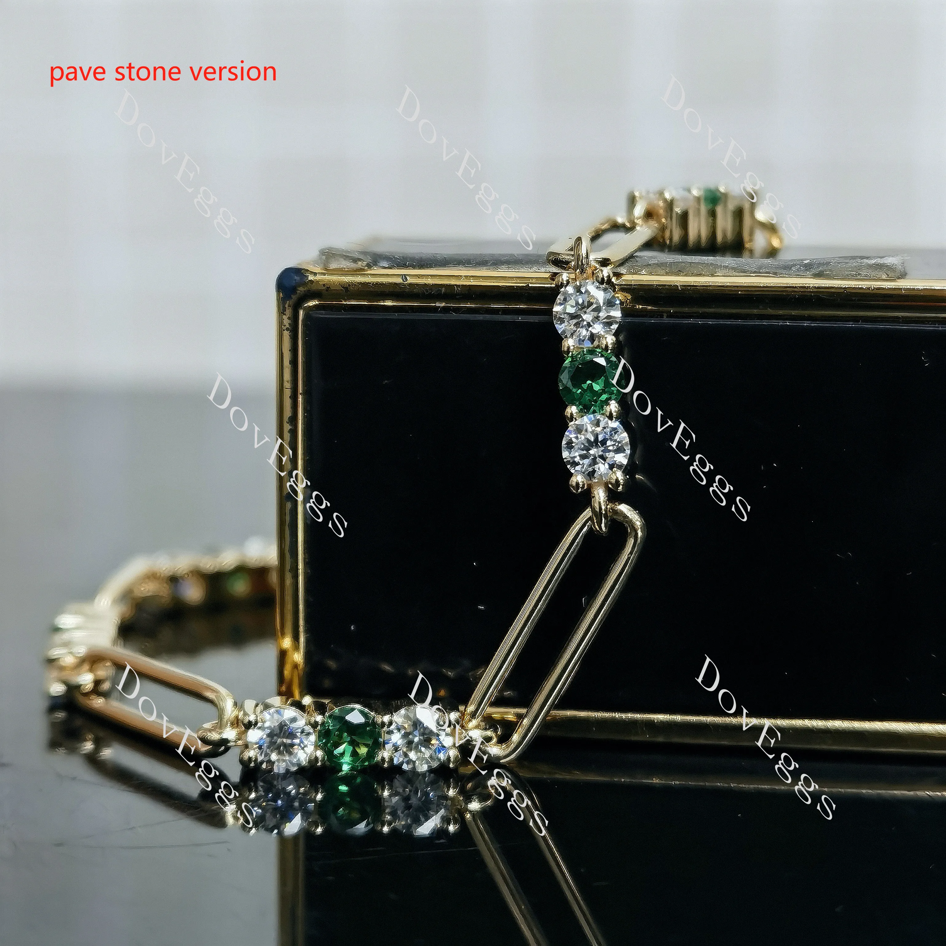 Doveggs round moissanite/lab grown diamond & colored gem bracelet