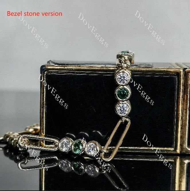 Doveggs round moissanite/lab grown diamond & colored gem bracelet