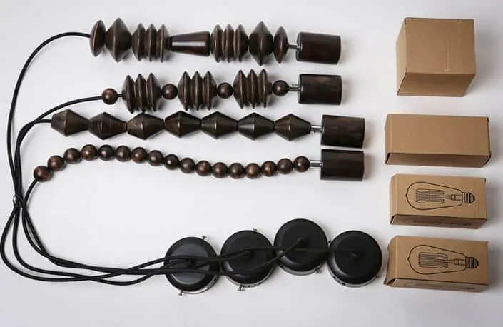 Einar Rosary Wooden Hanging Lamp