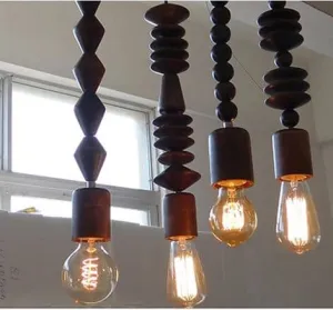Einar Rosary Wooden Hanging Lamp