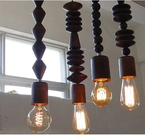 Einar Rosary Wooden Hanging Lamp