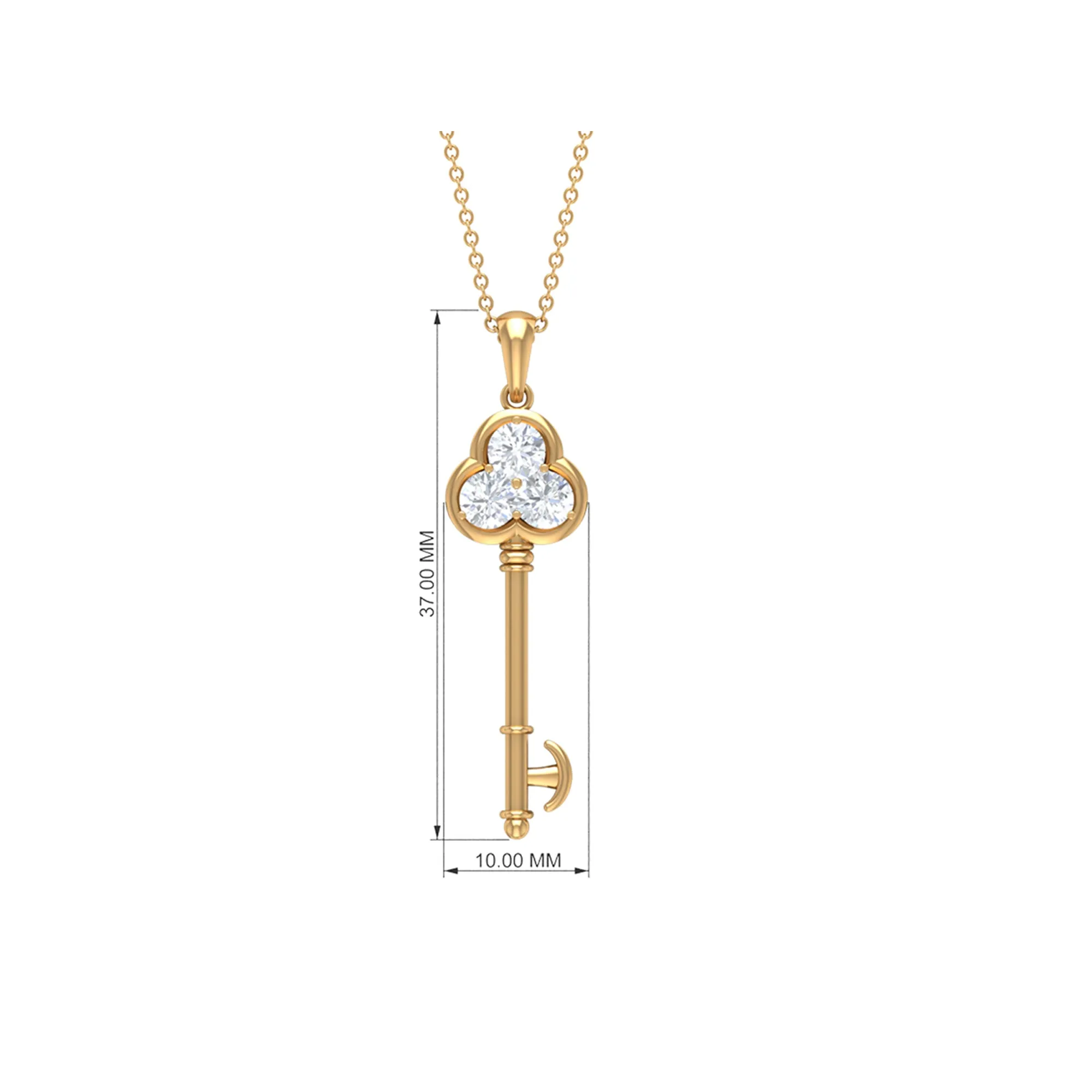 Elegant Cubic Zirconia Key Pendant Necklace