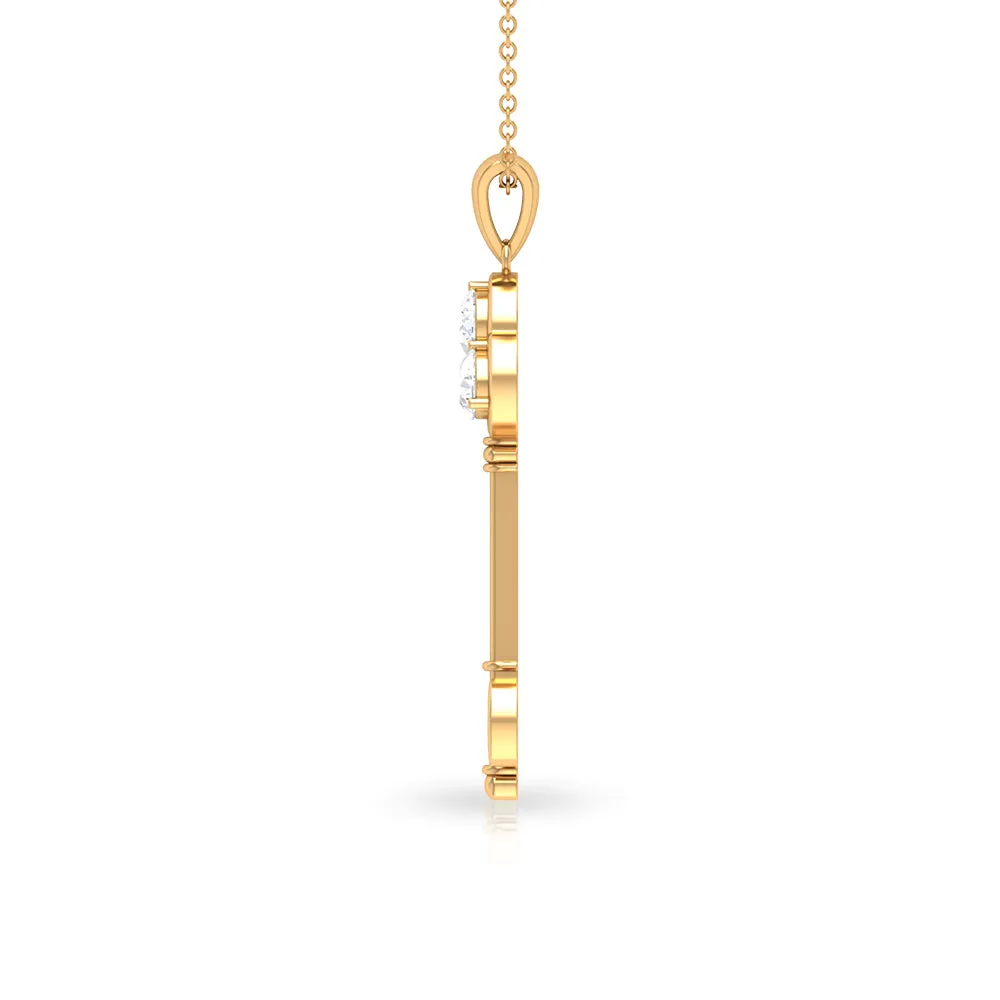 Elegant Cubic Zirconia Key Pendant Necklace