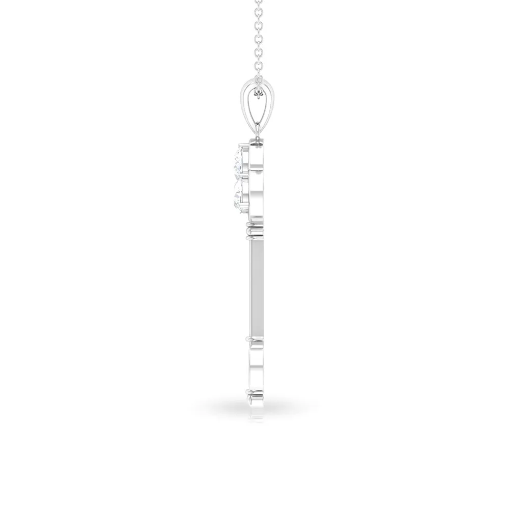 Elegant Cubic Zirconia Key Pendant Necklace