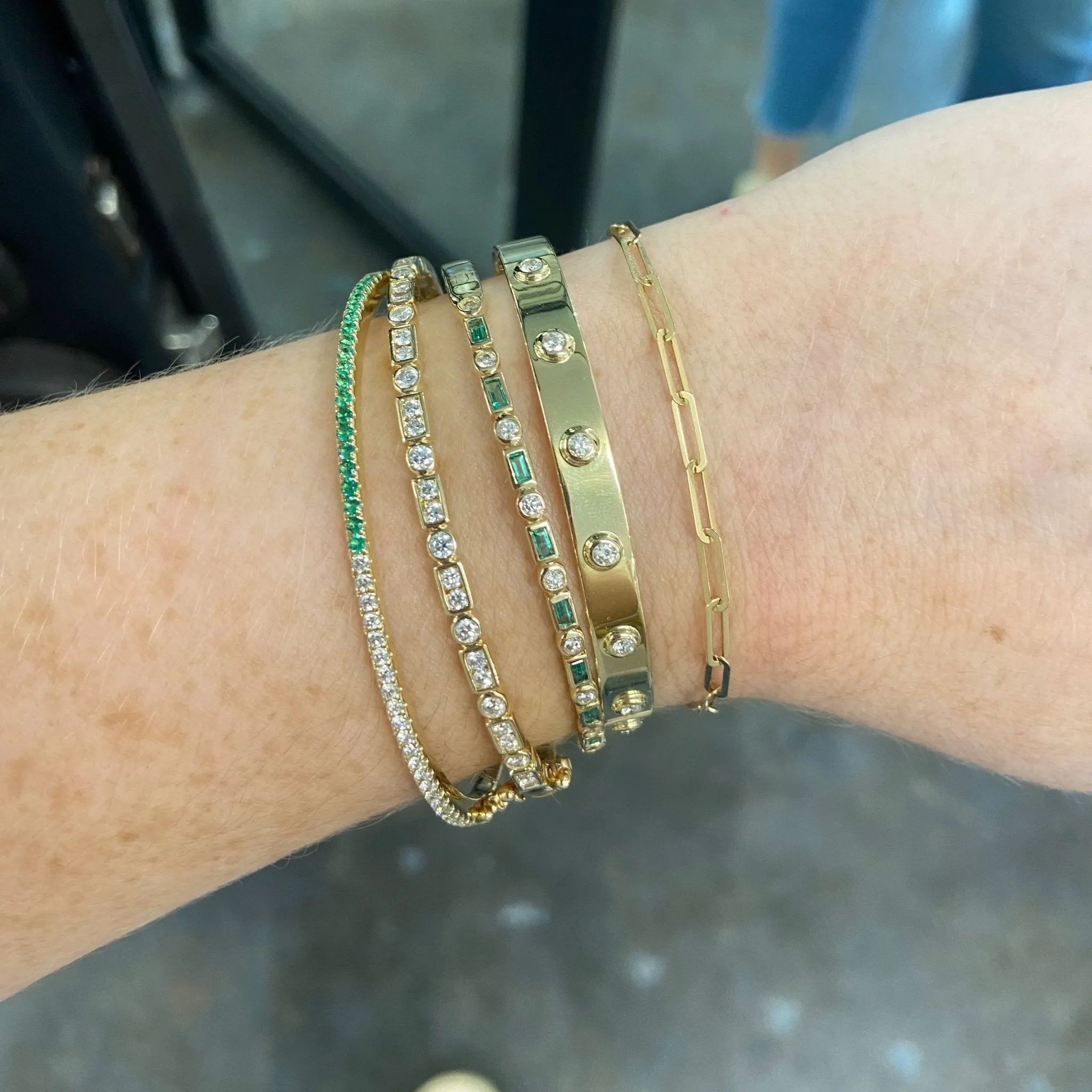 Emerald & Diamond Art Deco Bangle