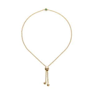 Emerald Bezel 14K Yellow Gold Bolo Bracelet