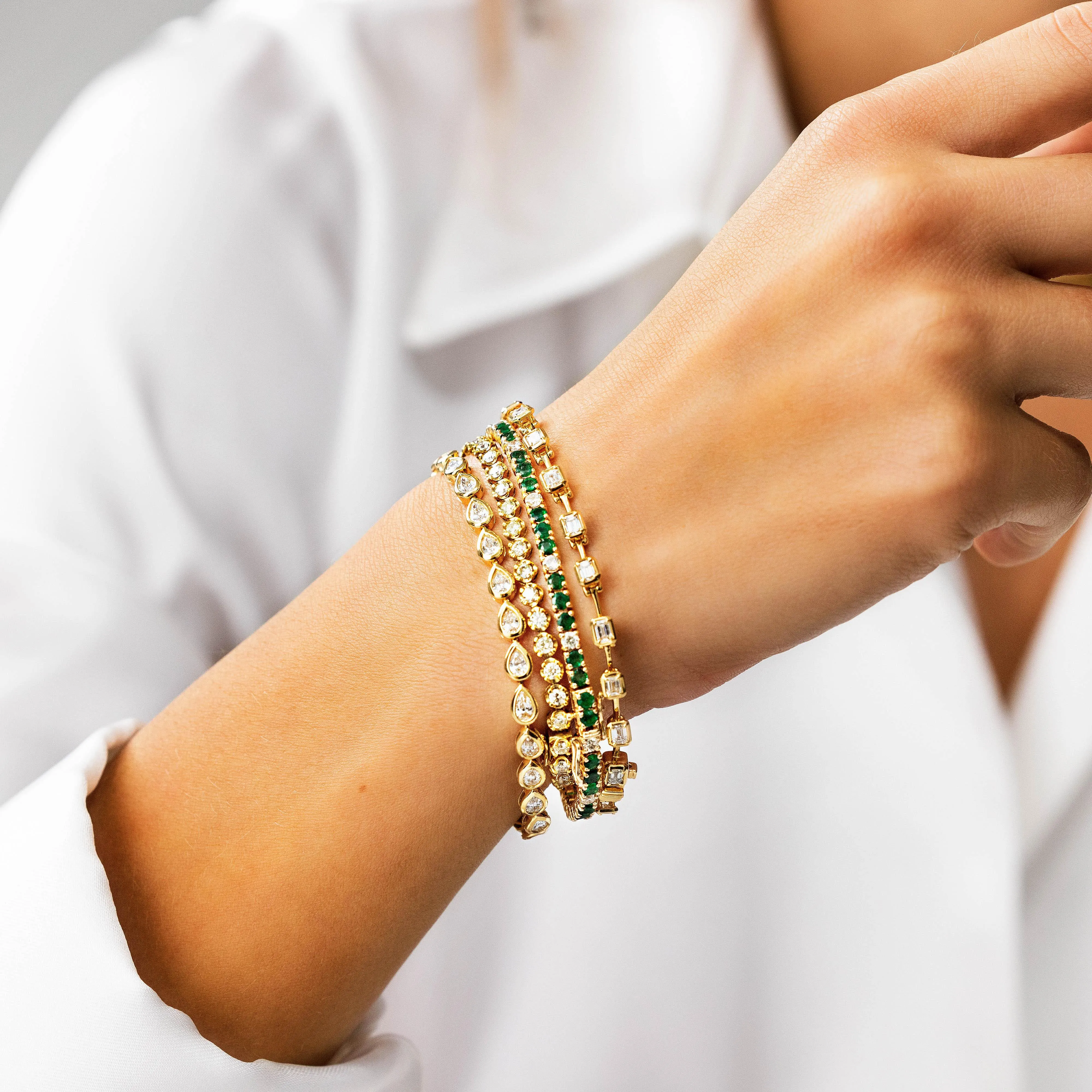 Emerald Cut Spaced Diamond Bracelet