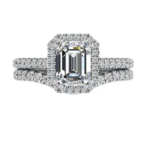 Emerald Shaped Diamond Wedding Ring Set