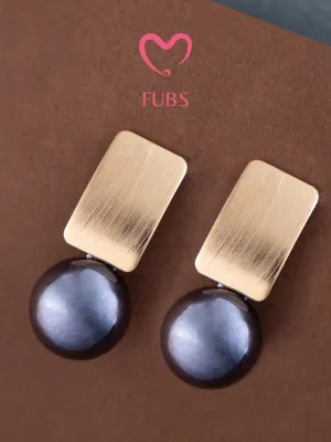 ENAMELLED PEARL EARRINGS (Dark Purple)