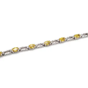 Estate 14K White Gold Yellow Sapphire and Diamond Bracelet