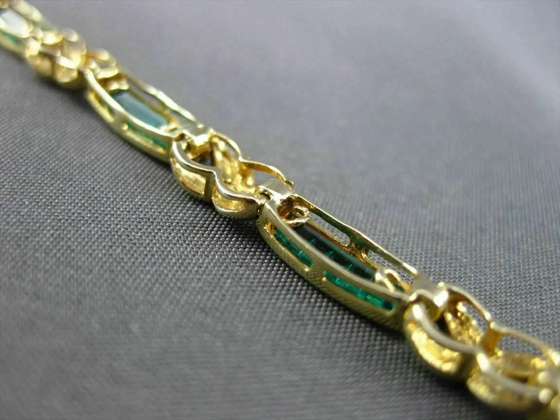 ESTATE DIAMOND & SYNTHETIC EMERALD 14KT WHITE & YELLOW GOLD LOVE BRACELET #22701