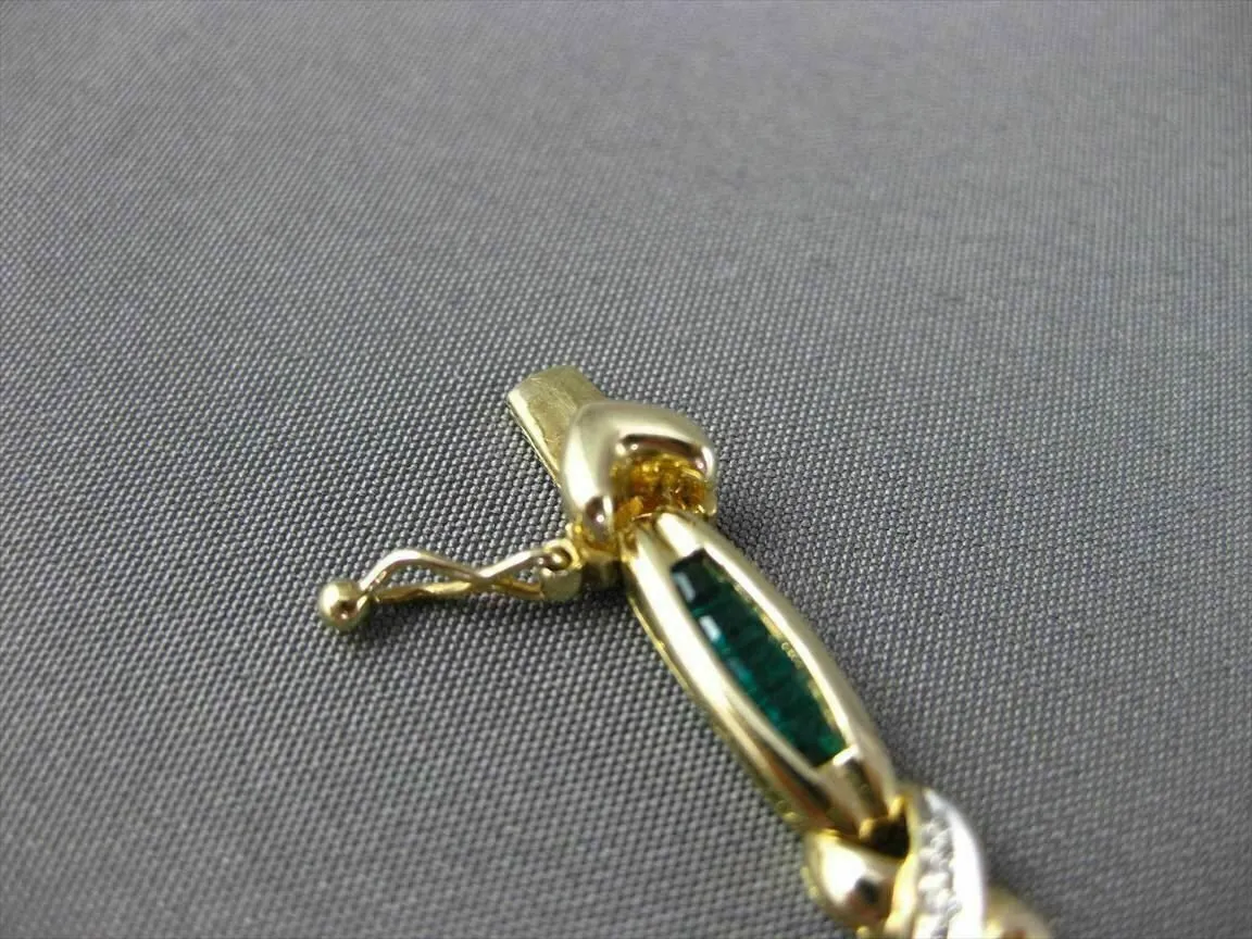 ESTATE DIAMOND & SYNTHETIC EMERALD 14KT WHITE & YELLOW GOLD LOVE BRACELET #22701