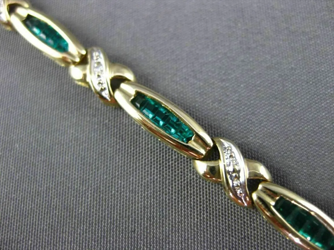 ESTATE DIAMOND & SYNTHETIC EMERALD 14KT WHITE & YELLOW GOLD LOVE BRACELET #22701