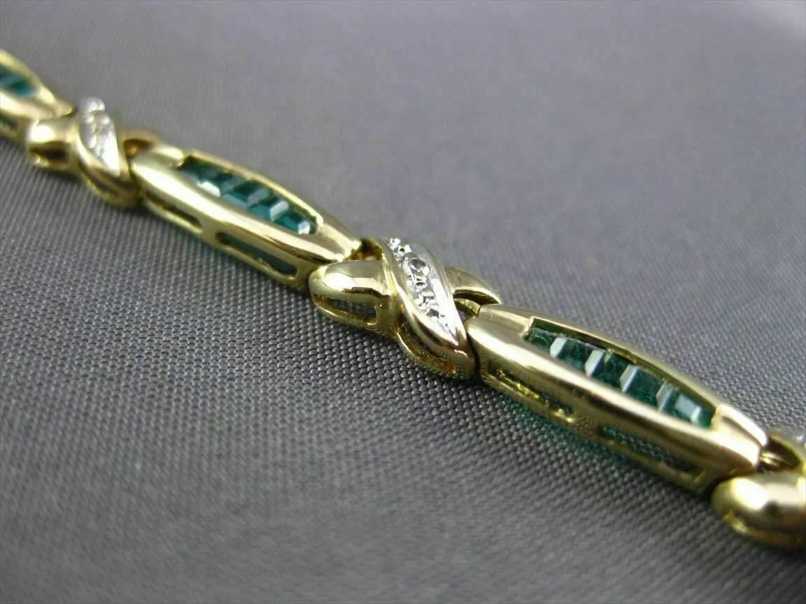 ESTATE DIAMOND & SYNTHETIC EMERALD 14KT WHITE & YELLOW GOLD LOVE BRACELET #22701