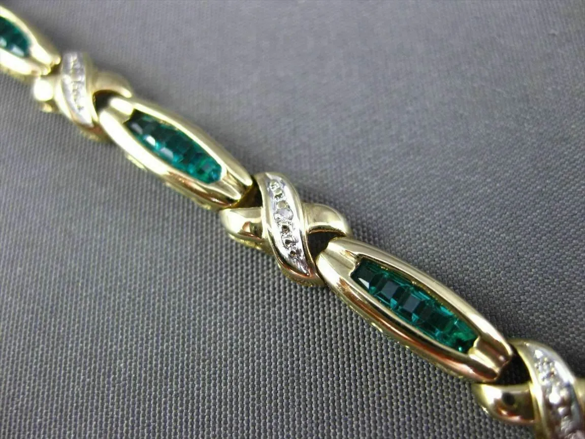 ESTATE DIAMOND & SYNTHETIC EMERALD 14KT WHITE & YELLOW GOLD LOVE BRACELET #22701