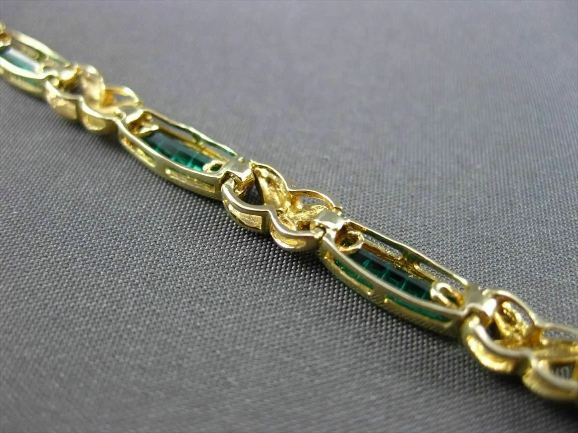 ESTATE DIAMOND & SYNTHETIC EMERALD 14KT WHITE & YELLOW GOLD LOVE BRACELET #22701