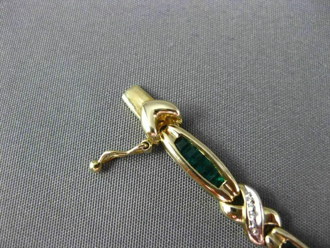 ESTATE DIAMOND & SYNTHETIC EMERALD 14KT WHITE & YELLOW GOLD LOVE BRACELET #22701