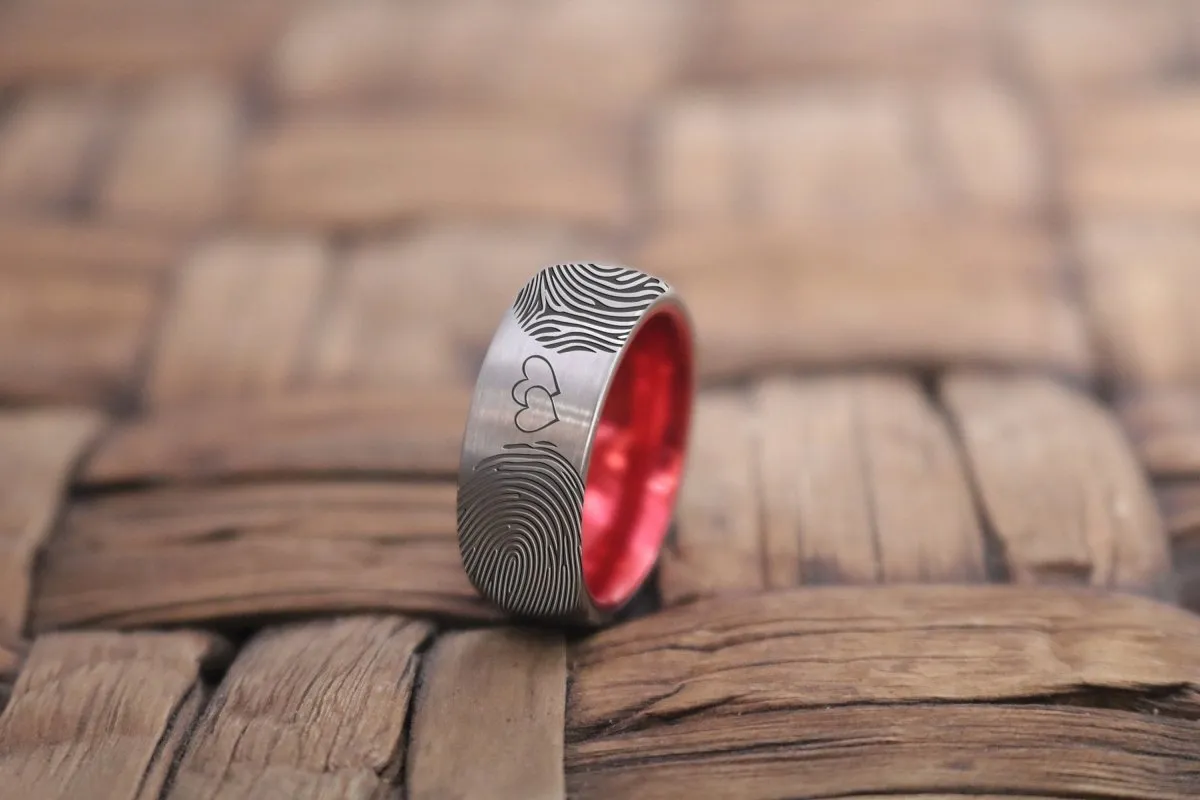 Fingerprint Ring | Mens Wedding Band, Couple Wedding Ring, Memorial Ring
