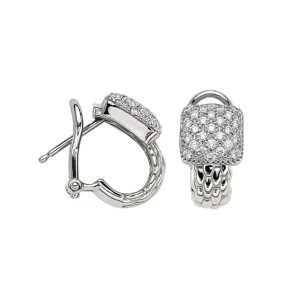 Fope 18K White Gold Vendome J Hoop Pave Diamond Earrings