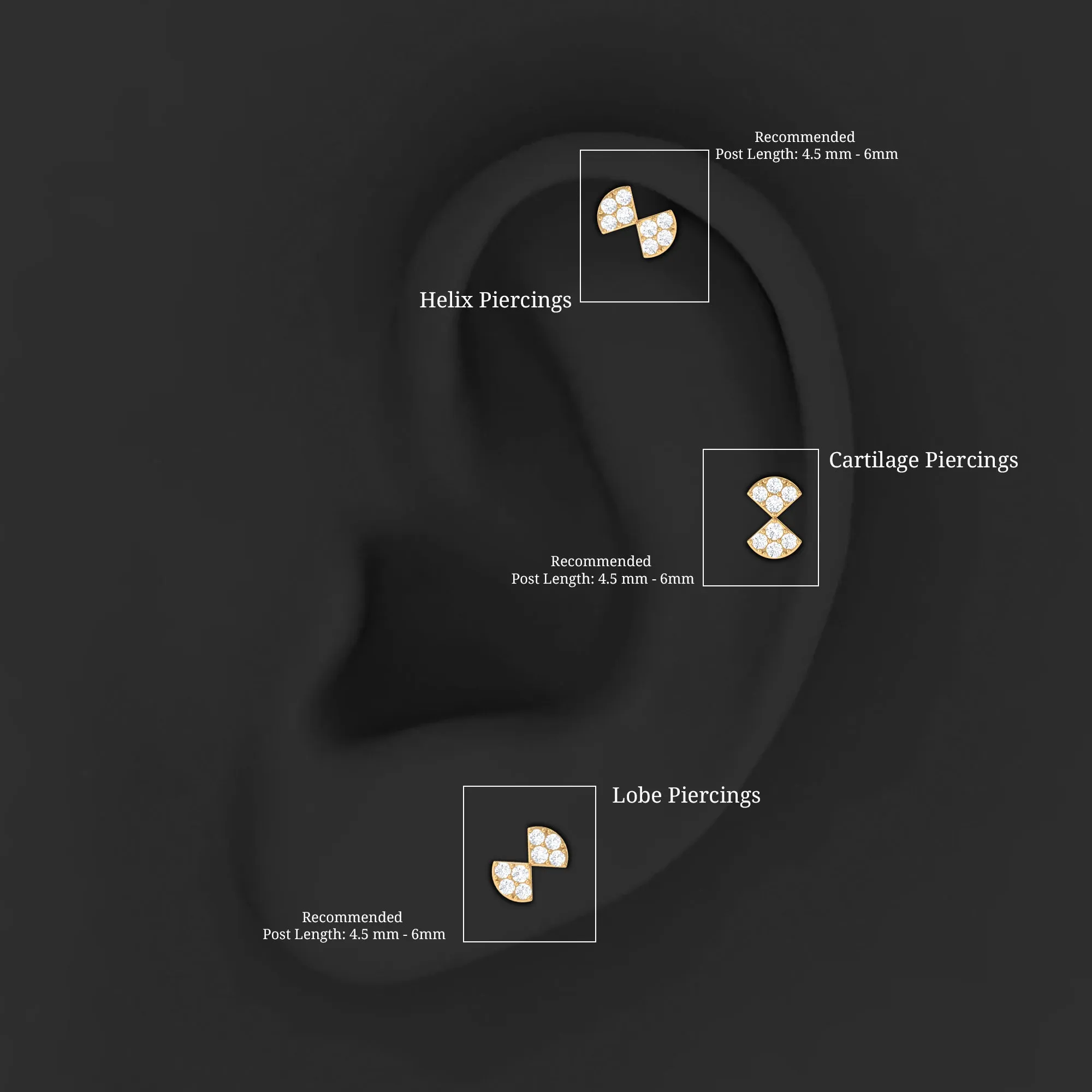 Genuine Diamond Bow Earring for Tragus Piercing