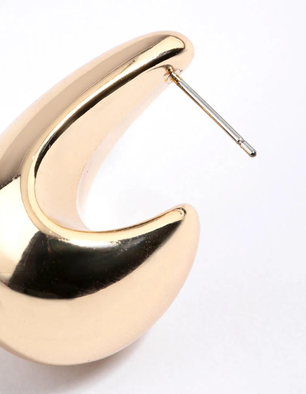 Gold Midi Pear Hoop Earrings