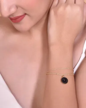 Gold Plated Black Clock Charm Bracelet - Voj