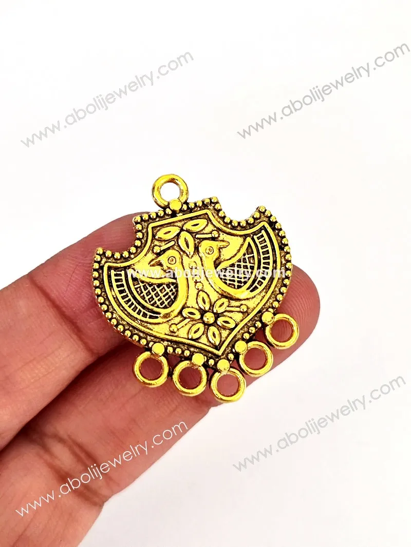 Golden pendant peacock design multiple loop connector GP44