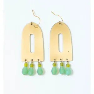 Green Bead Chandelier Earrings