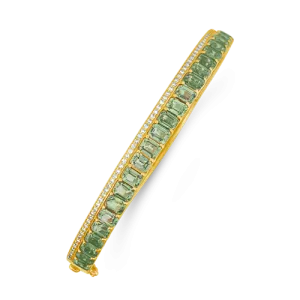 Green Sapphire & Diamond Bangle Bracelet
