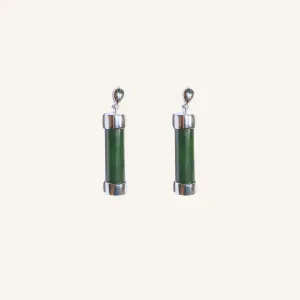 Greenstone & Silver - Double Capped Earrings