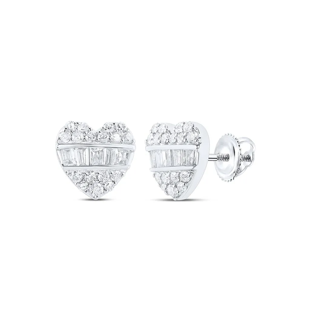 Heart Baguette Diamond Earrings 3/8cttw 10K Gold