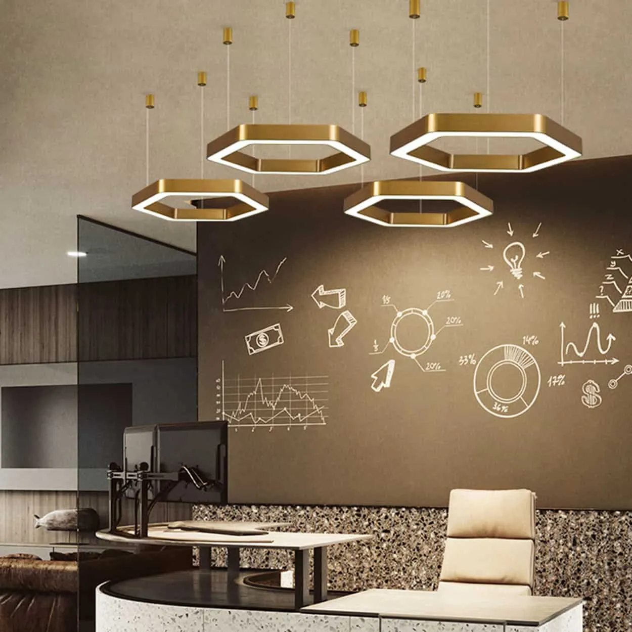 Hexanuu Hexagonal Ring Pendant Lamp