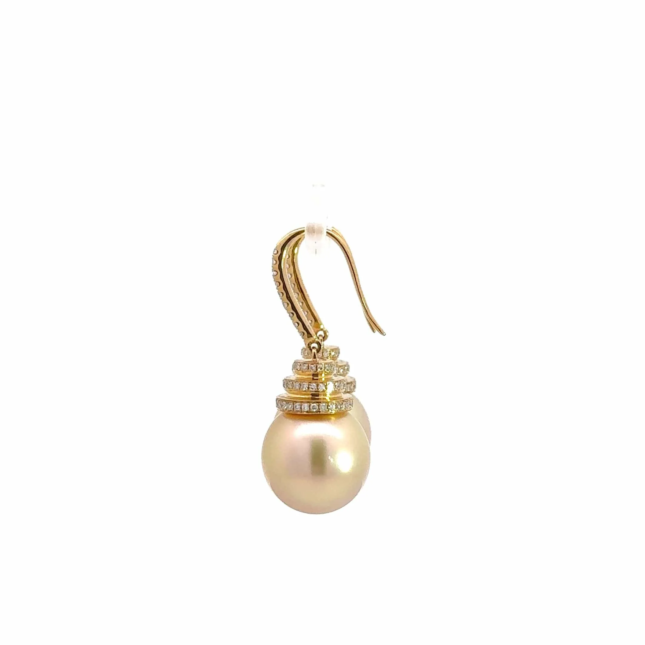 High 18k Yellow Gold Tahitian Pearl Dangle Earrings