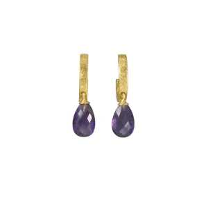 Huggie Flat Hoop Drop Earrings 24K Fair Trade Gold Vermeil