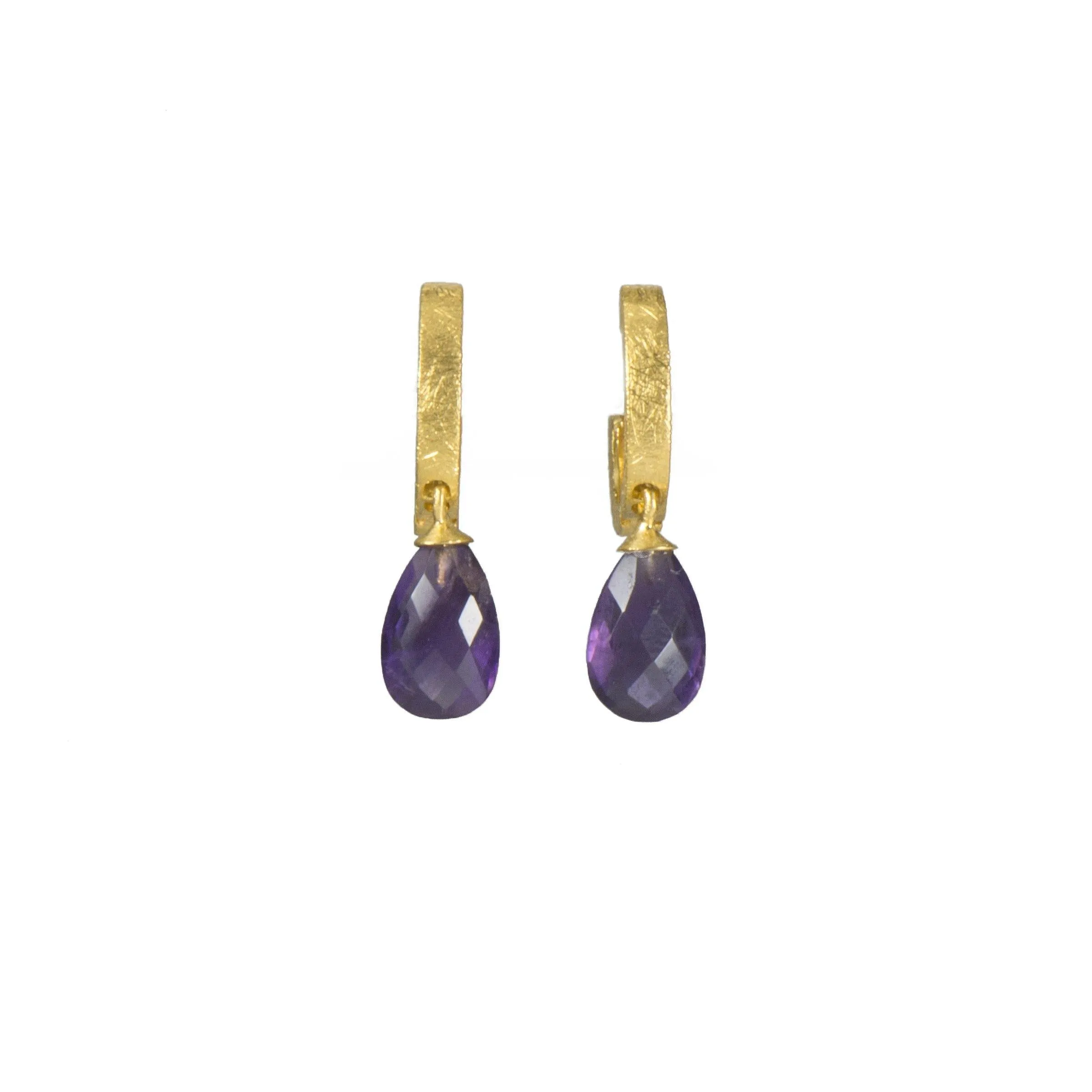 Huggie Flat Hoop Drop Earrings 24K Fair Trade Gold Vermeil