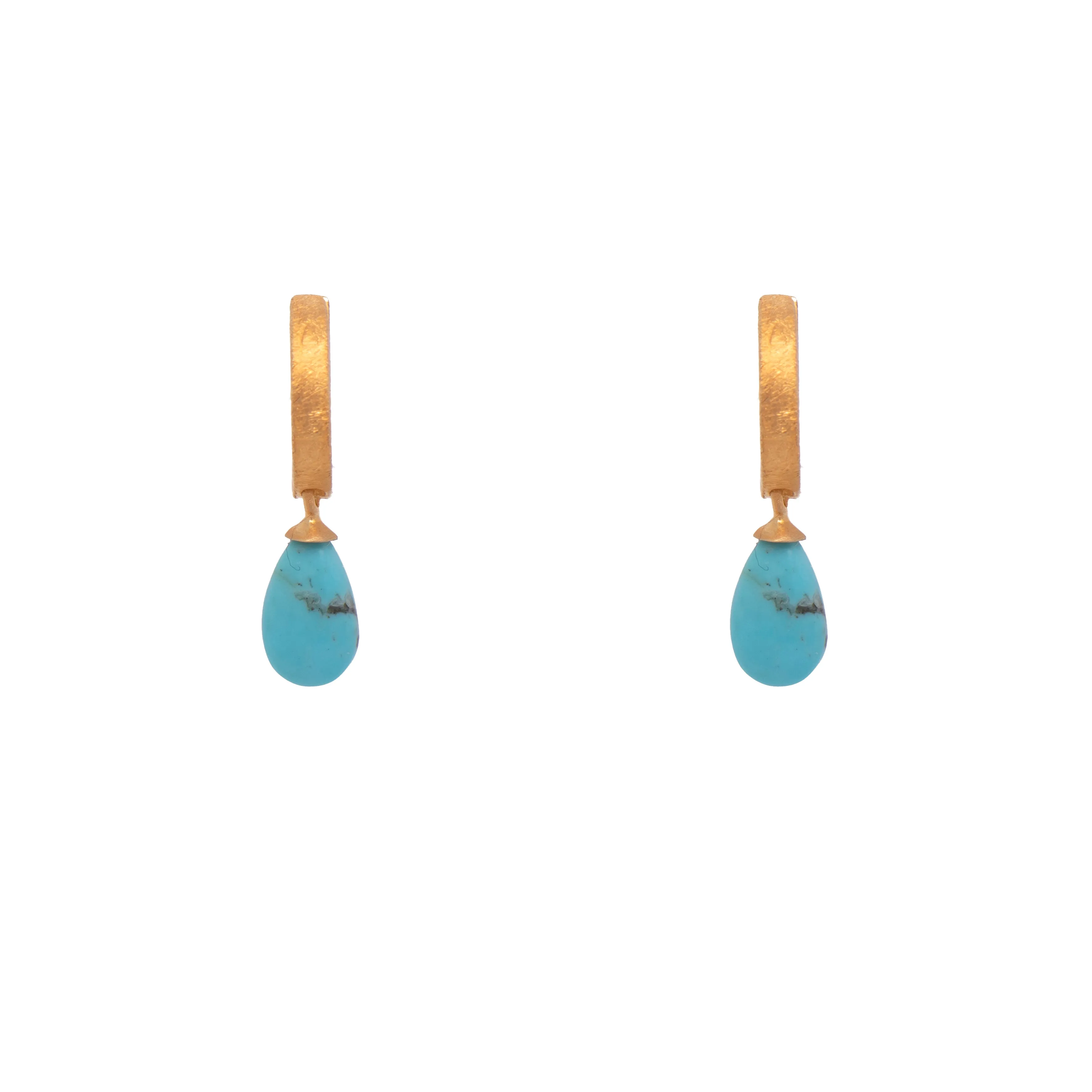 Huggie Flat Hoop Drop Earrings 24K Fair Trade Gold Vermeil
