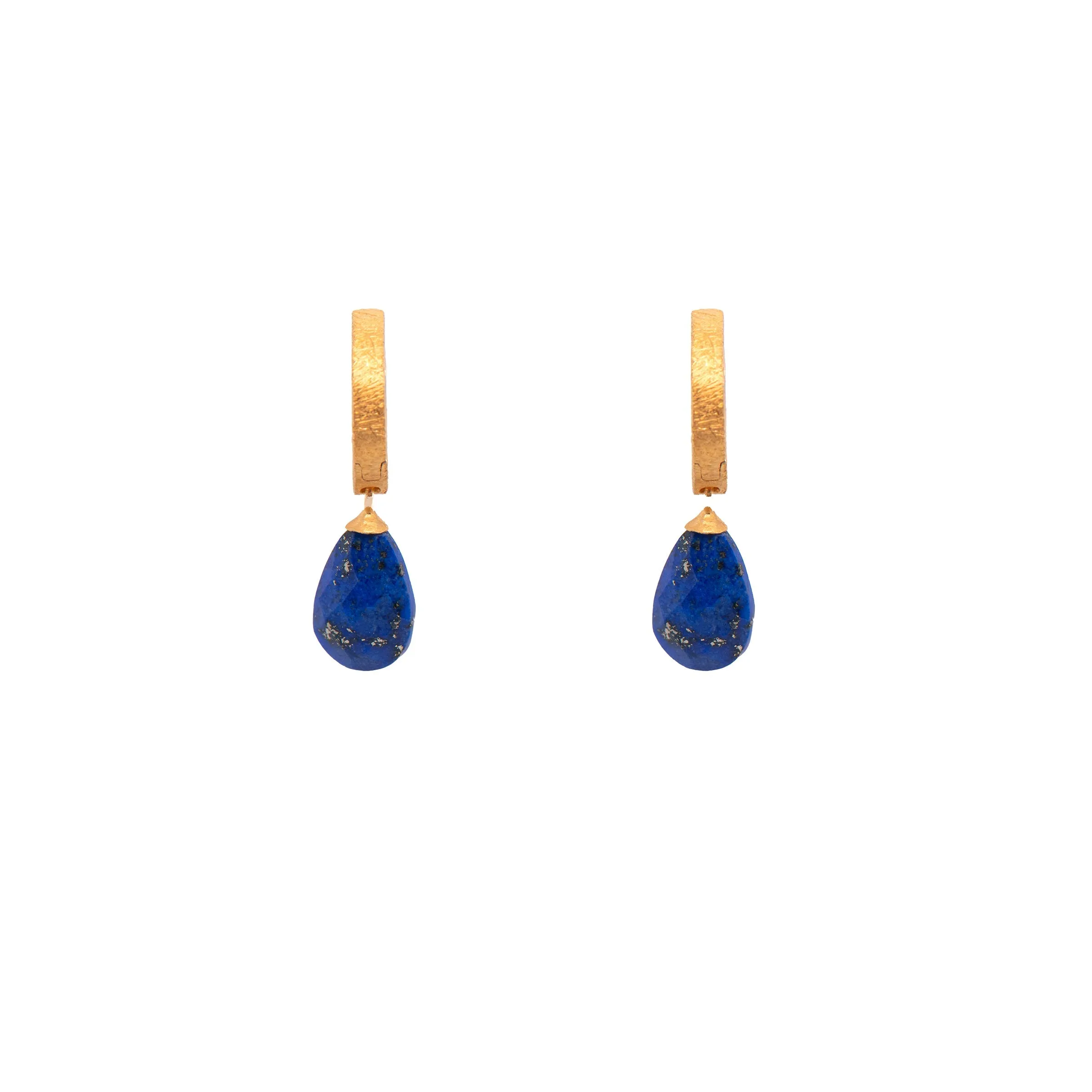 Huggie Flat Hoop Drop Earrings 24K Fair Trade Gold Vermeil