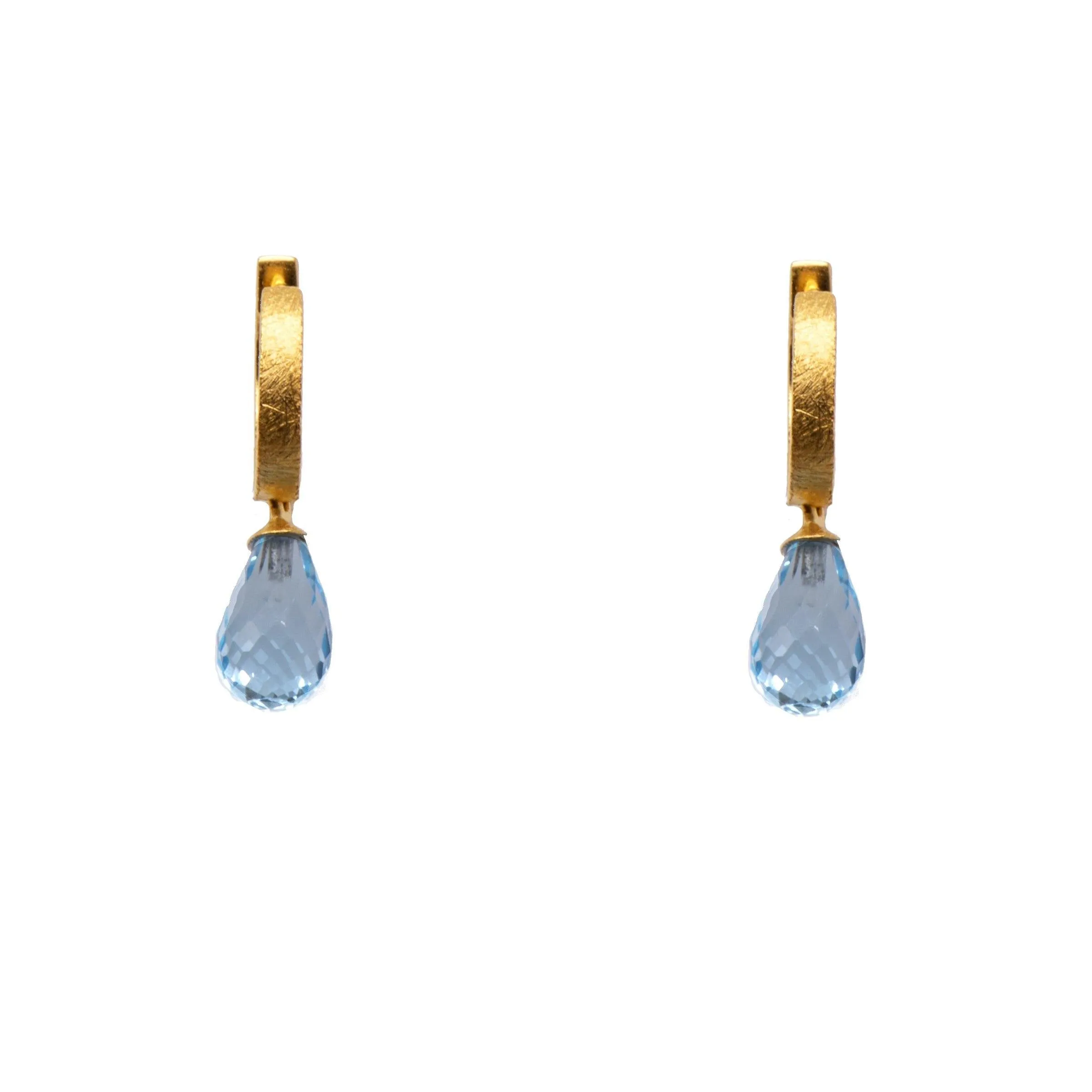 Huggie Flat Hoop Drop Earrings 24K Fair Trade Gold Vermeil