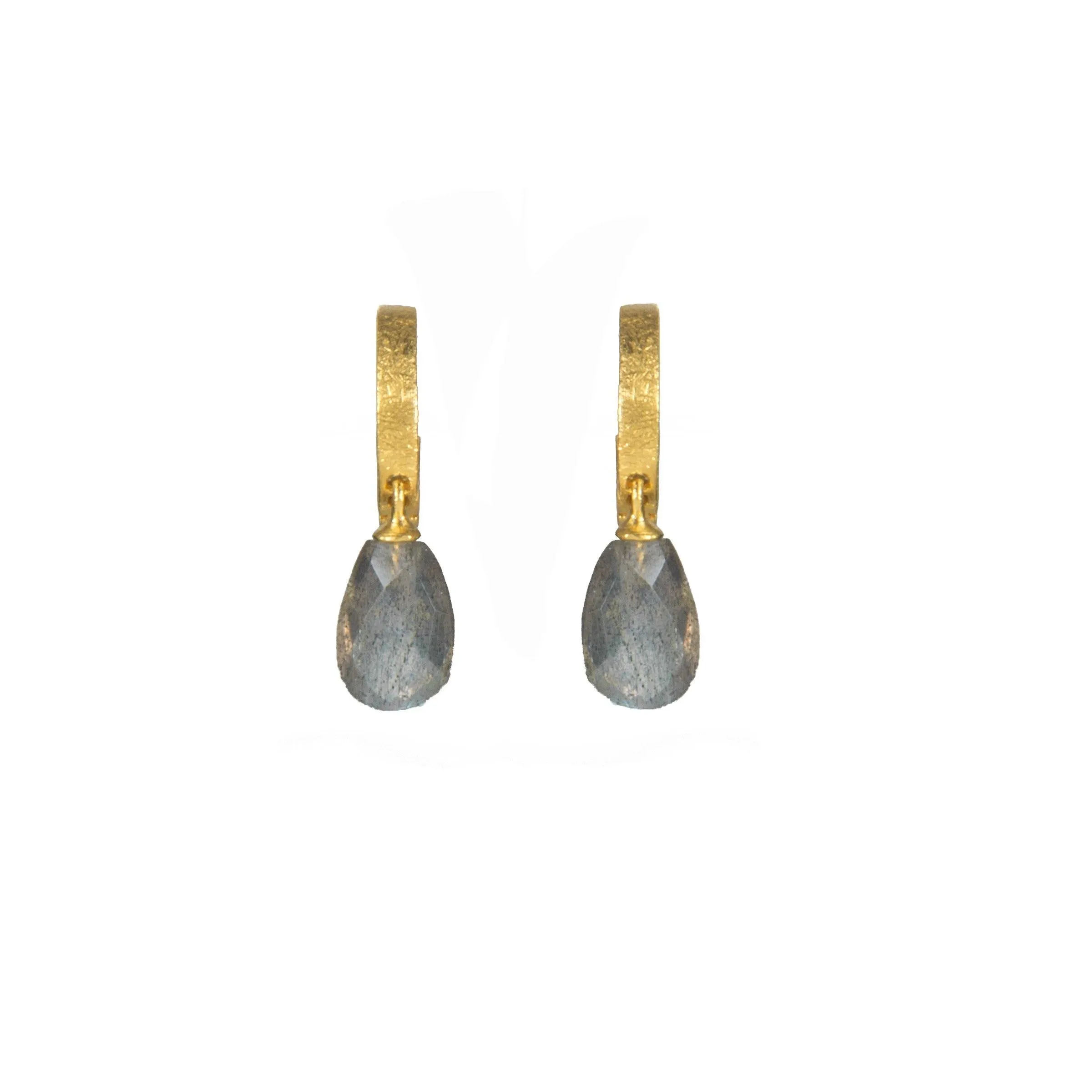 Huggie Flat Hoop Drop Earrings 24K Fair Trade Gold Vermeil