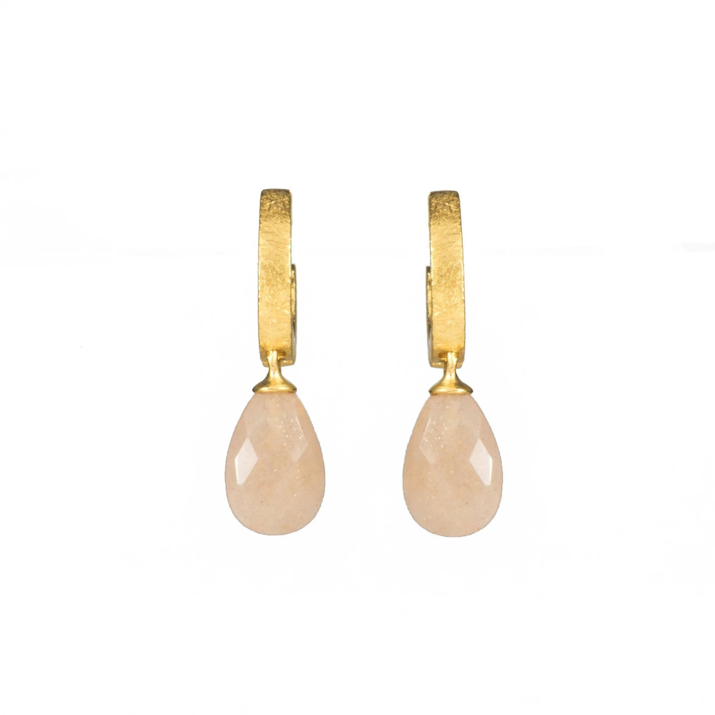 Huggie Flat Hoop Drop Earrings 24K Fair Trade Gold Vermeil