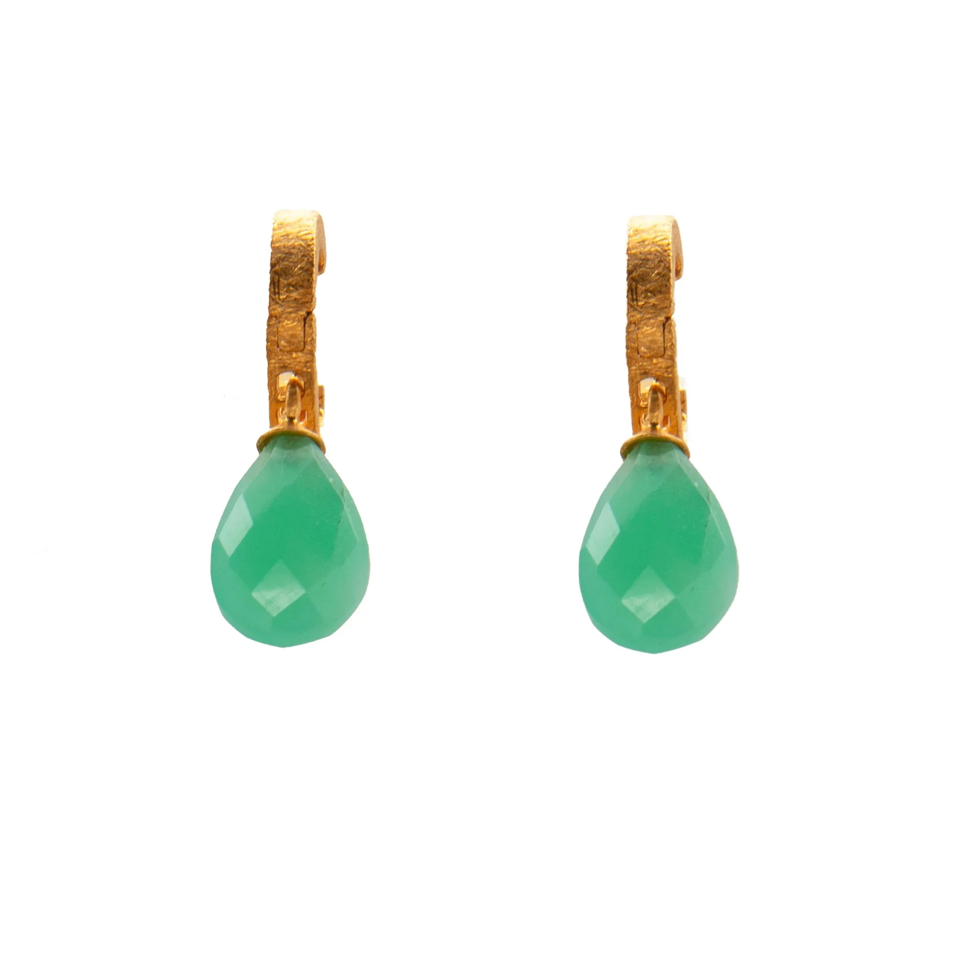 Huggie Flat Hoop Drop Earrings 24K Fair Trade Gold Vermeil
