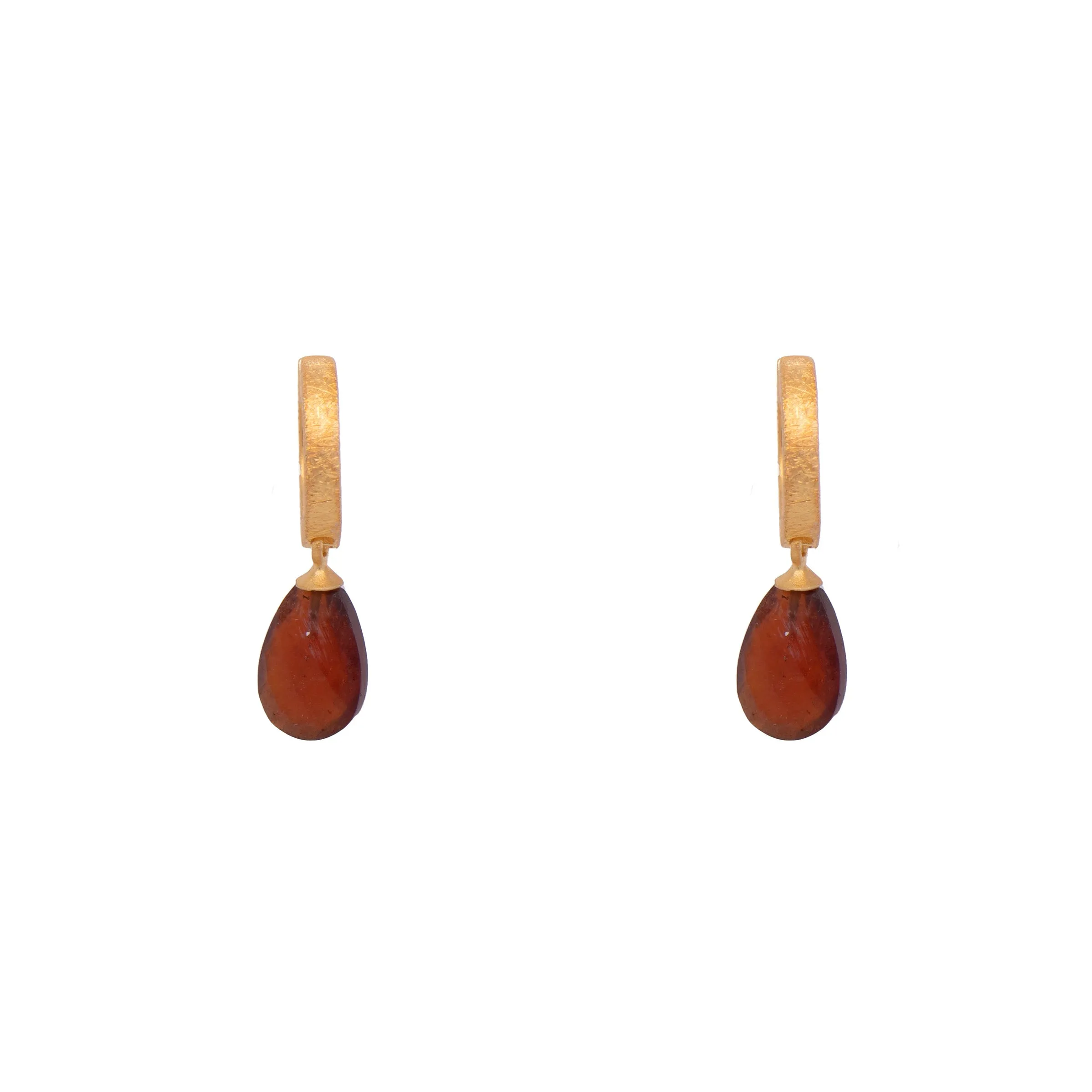 Huggie Flat Hoop Drop Earrings 24K Fair Trade Gold Vermeil