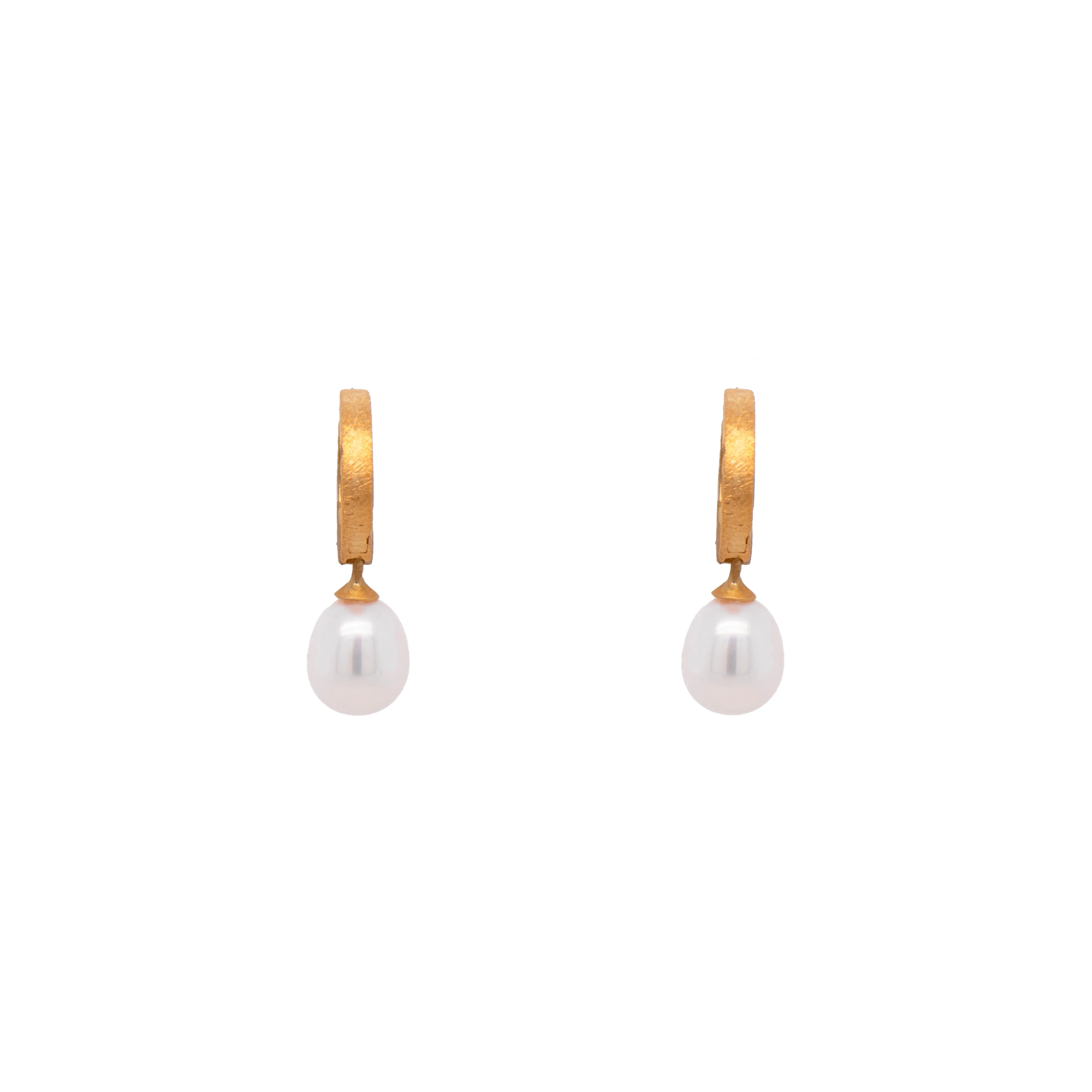 Huggie Flat Hoop Drop Earrings 24K Fair Trade Gold Vermeil