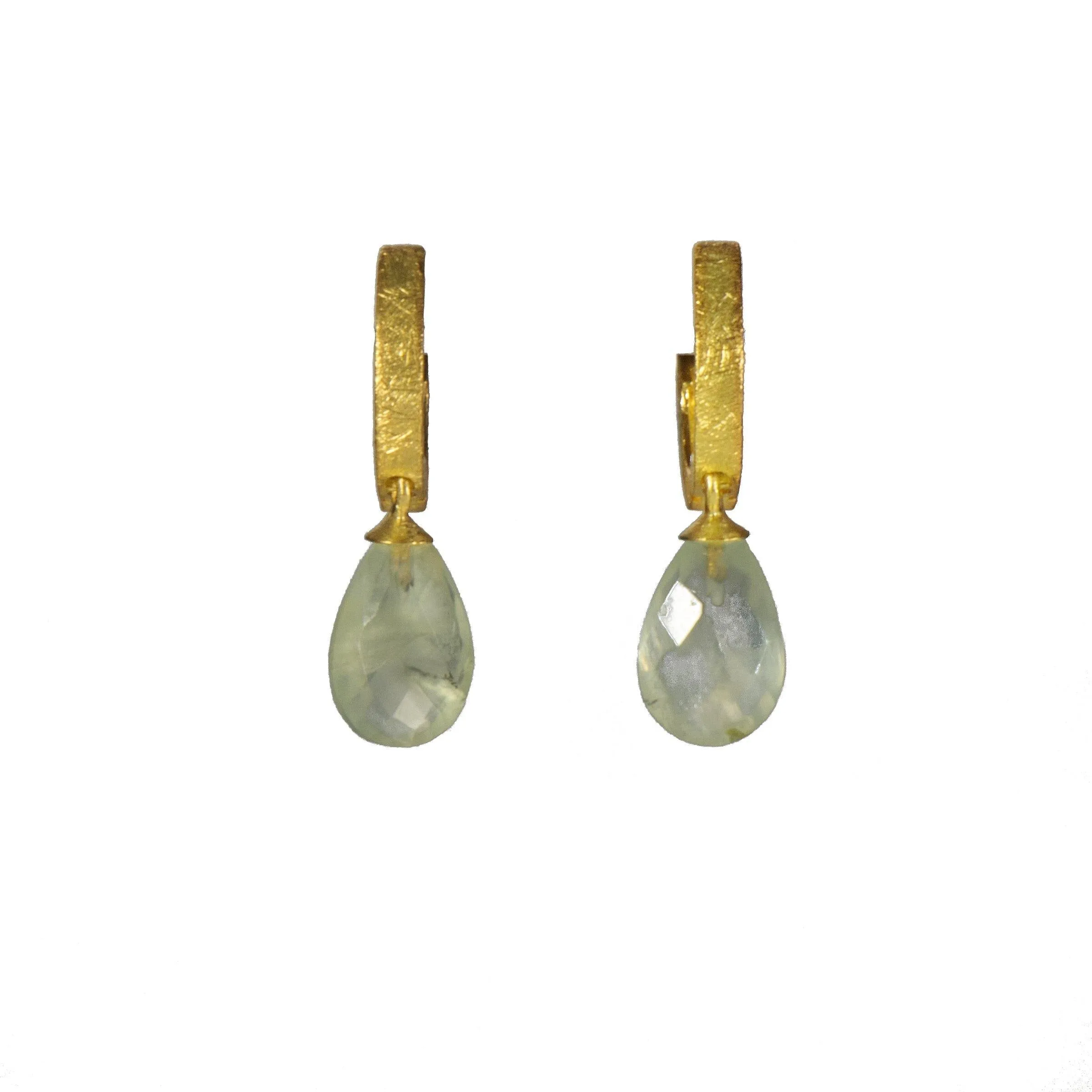 Huggie Flat Hoop Drop Earrings 24K Fair Trade Gold Vermeil