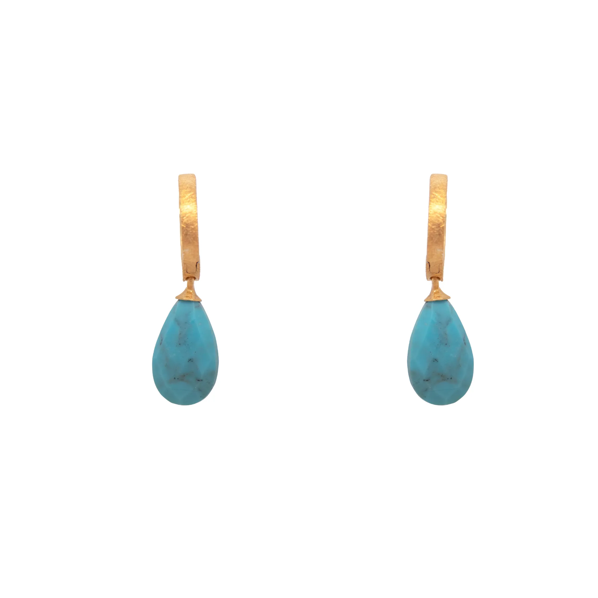 Huggie Flat Hoop Drop Earrings 24K Fair Trade Gold Vermeil