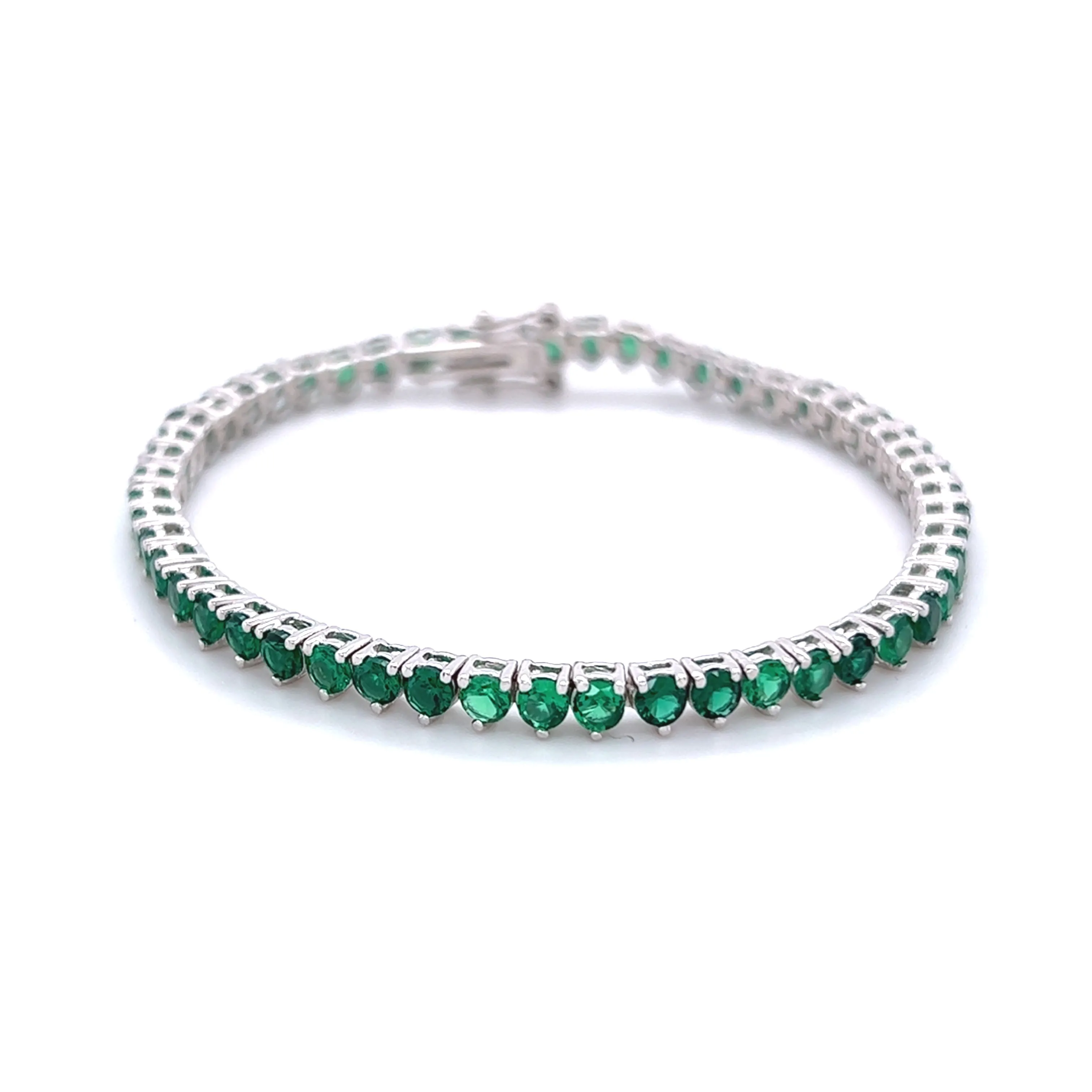Ibiza Emerald Green CZ’s 3 Prong Tennis Bracelet